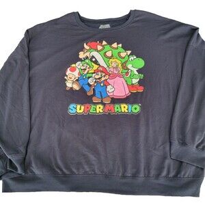 Mario Bros Crew Neck Sweater Black Size 3XL Mens SuperMario Bros